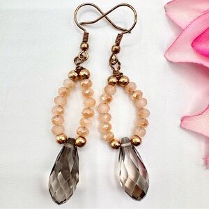 Glass Briolette Beaded Dangle Earrings Ethereal Fairycore Pretty Feminine Pastel